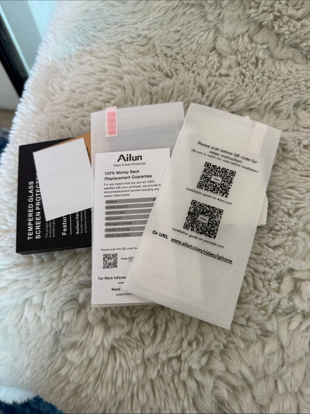 Ailun Black and Orange Tempered Glass Screen Protector Packaging